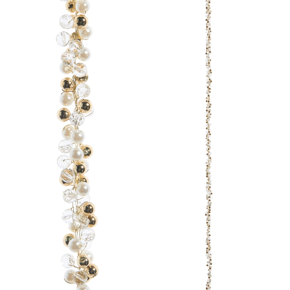 Pearl, Clear, Gold Beaded Garland 5.5 Ft