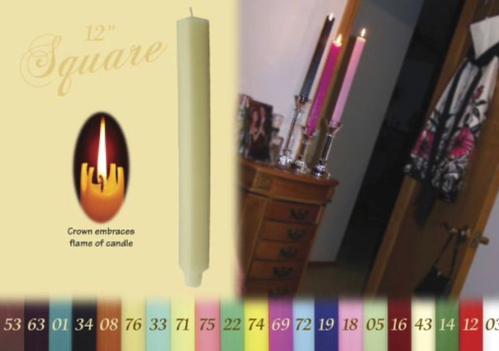 Dadant 12" Square Beeswax Taper Candle BLACK #34