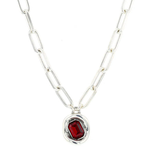 UNO de 50 Ser Valiente Necklace Red Stone