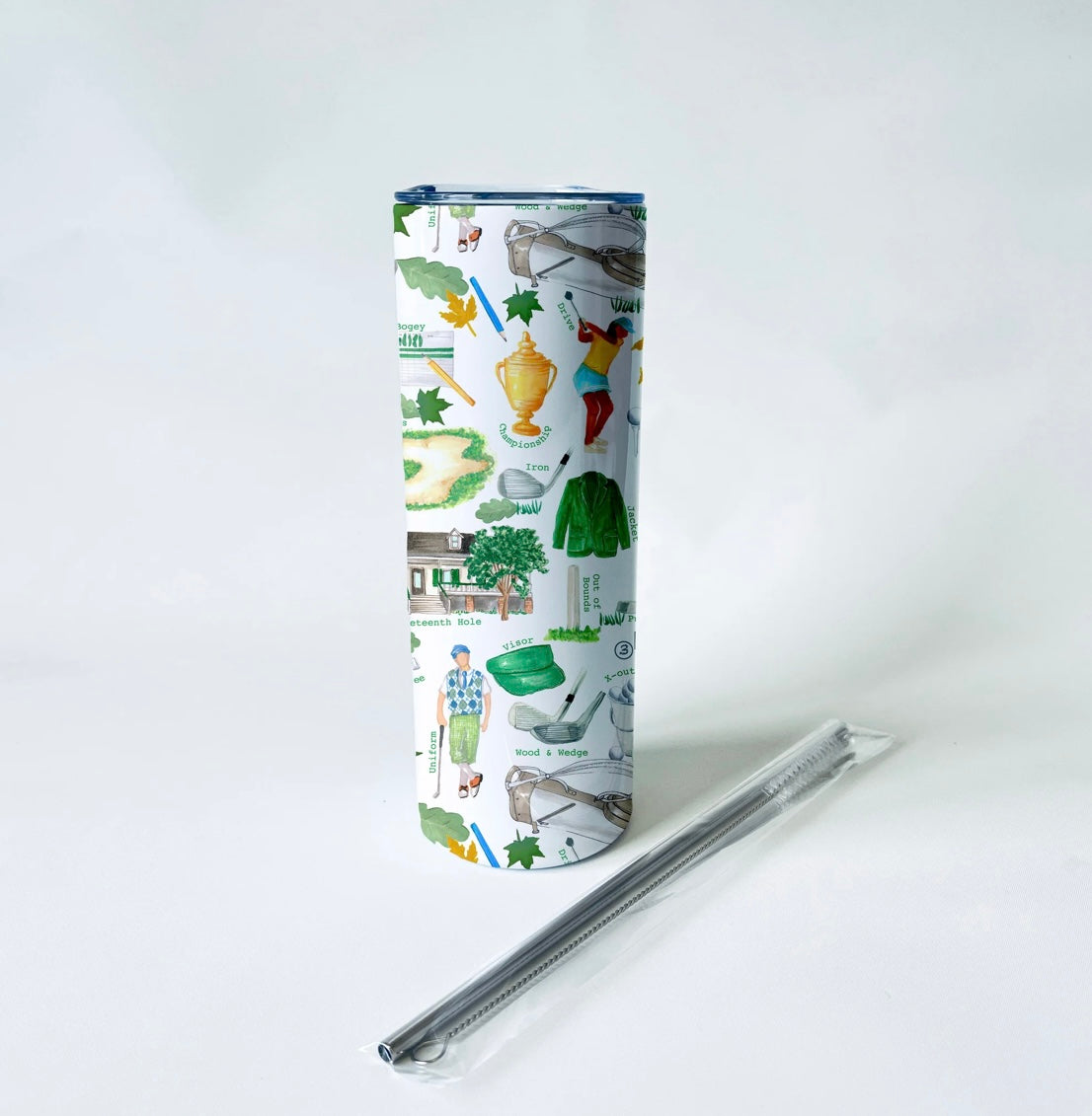 Golf Alphabet Pattern Skinny Tumbler