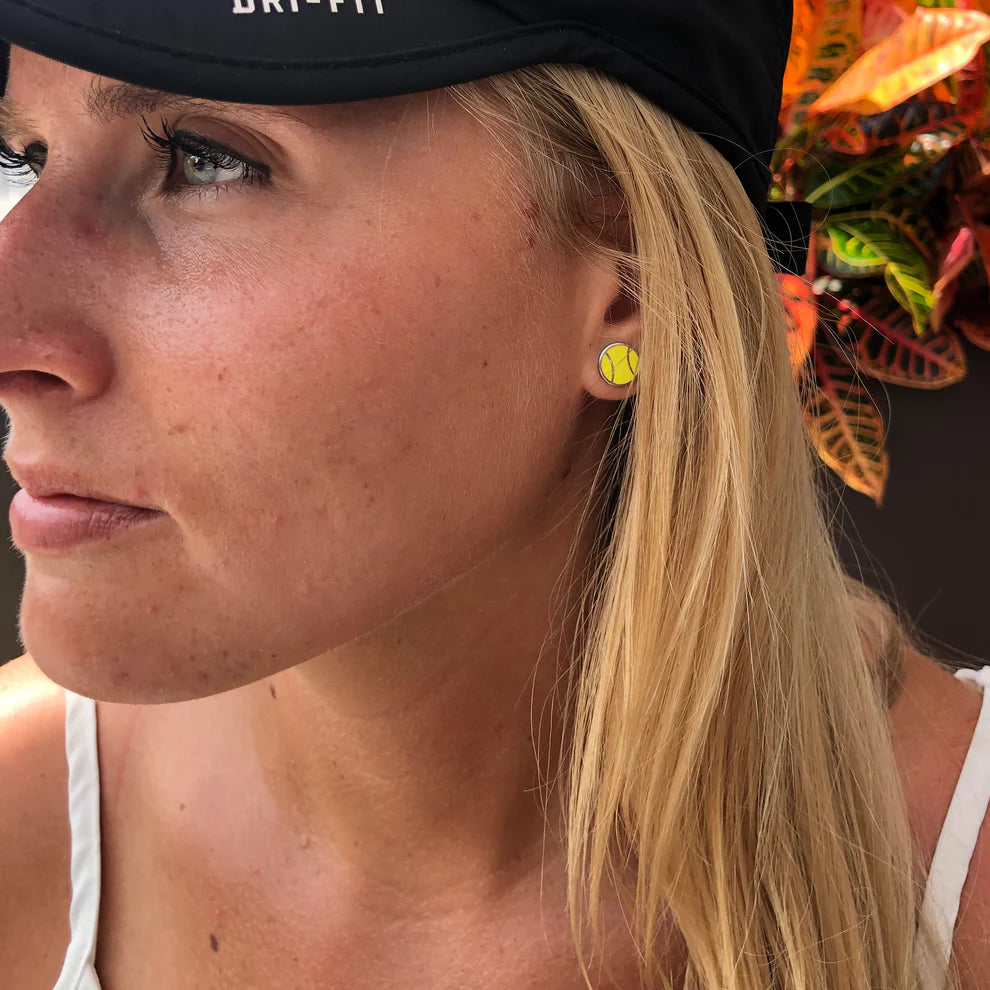 Yellow Flat Tennis Ball Earrings