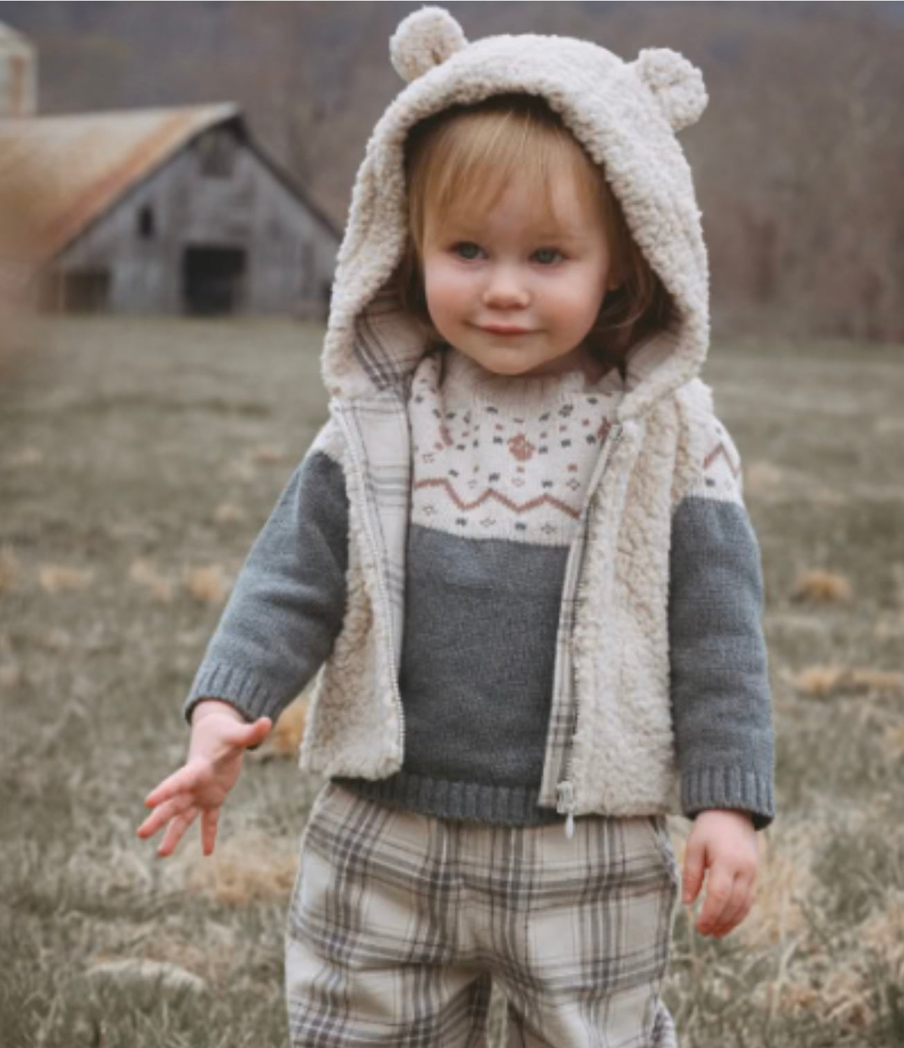 Elegant Baby Wheat Sherpa Vest 9-12m