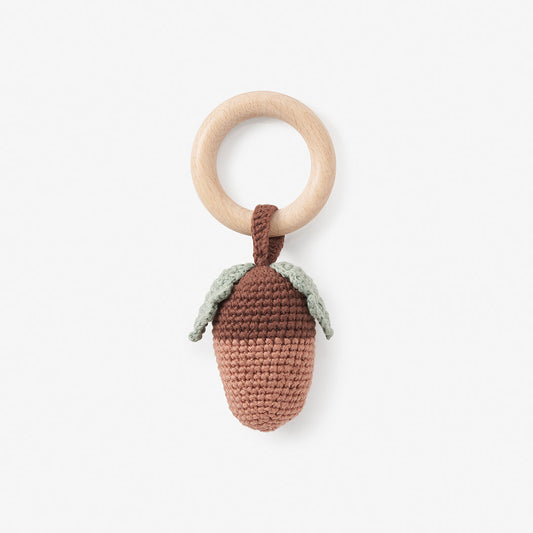 Elegant Baby Acorn Rattle Toy Brown