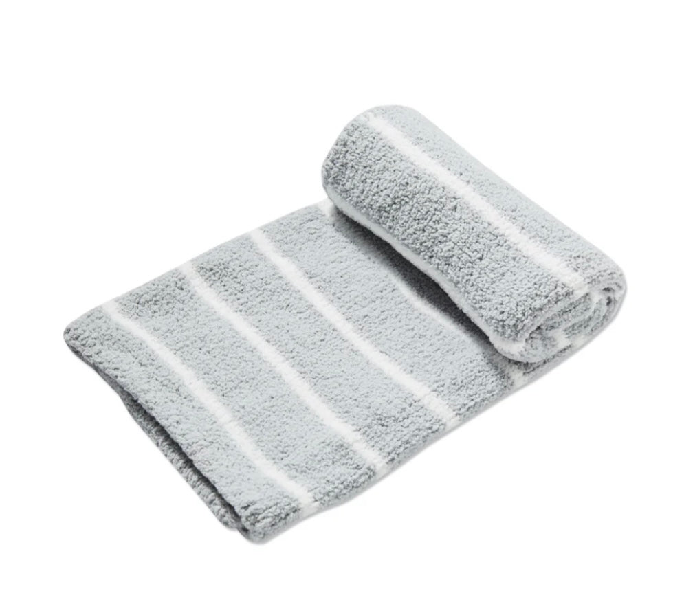 Angel Dear Chenille Blanket Grey & Ivory Stripe