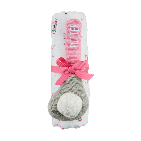 Mudpie Girl Golf Swaddle and Rattle