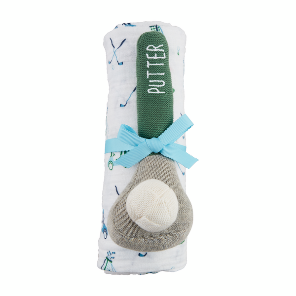 Mudpie Boy Golf Swaddle and Rattle