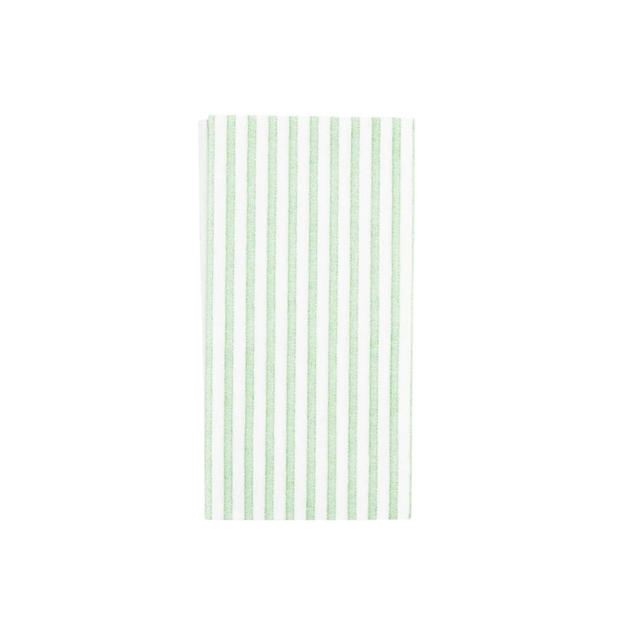 A pack of green striped Papersoft guest towels.