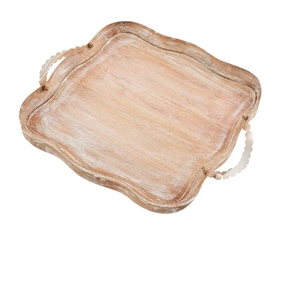 Whitewashed Mango Wooden Scalloped Tray