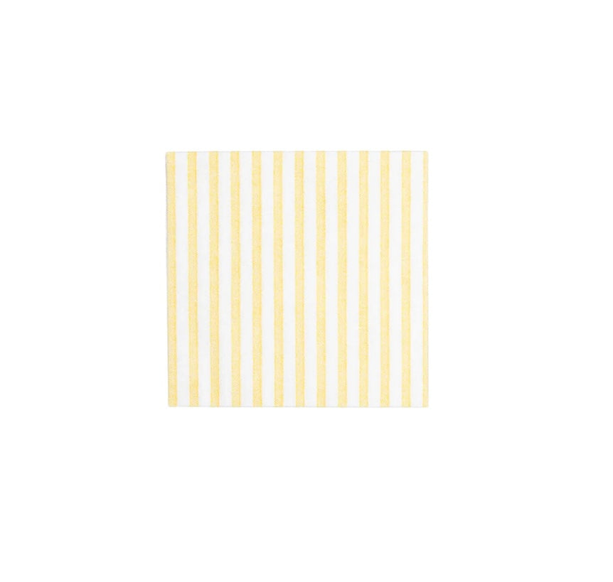 A yellow striped cocktail napkin.