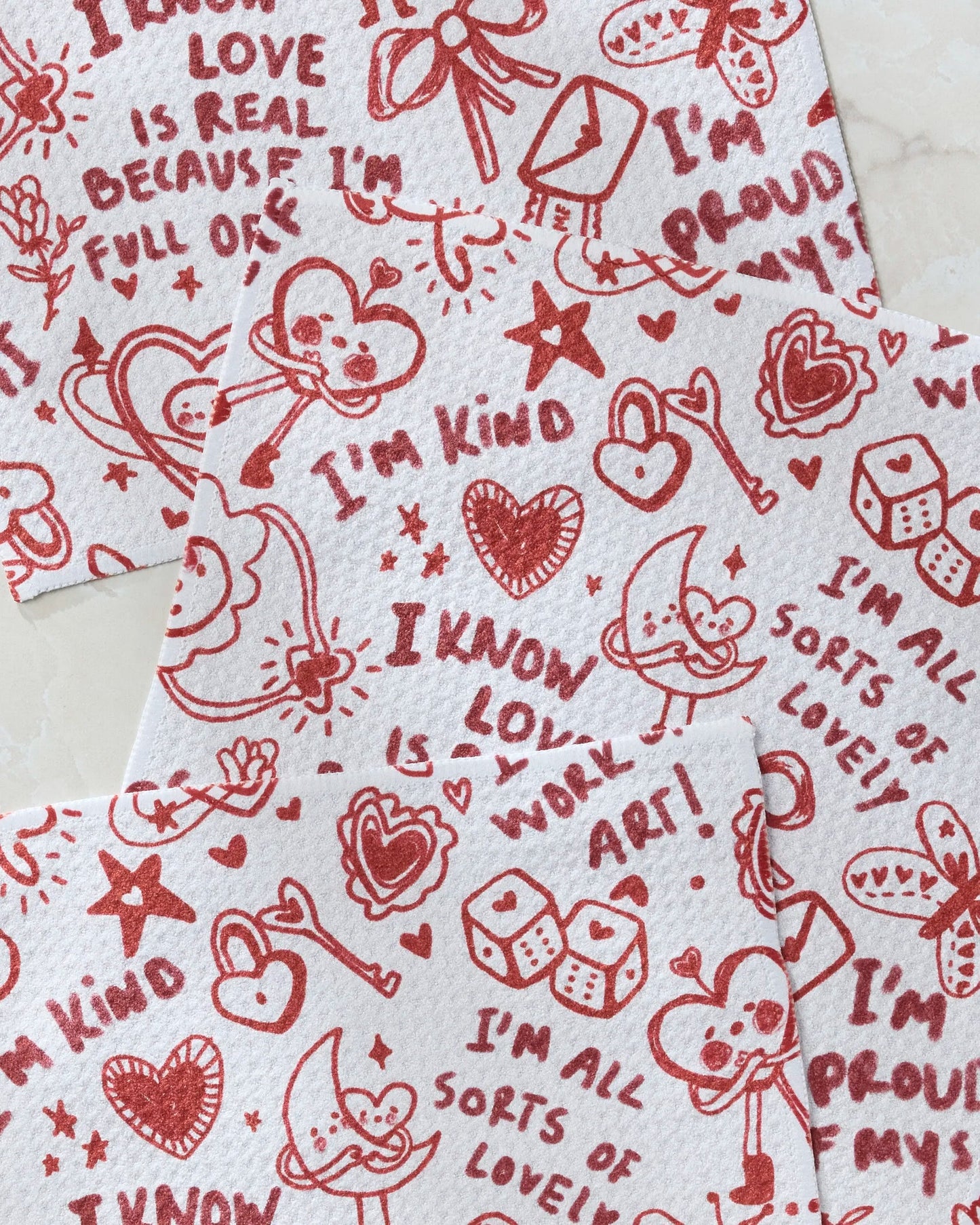 Geometry Valentine's Affirmations Dishcloth Set