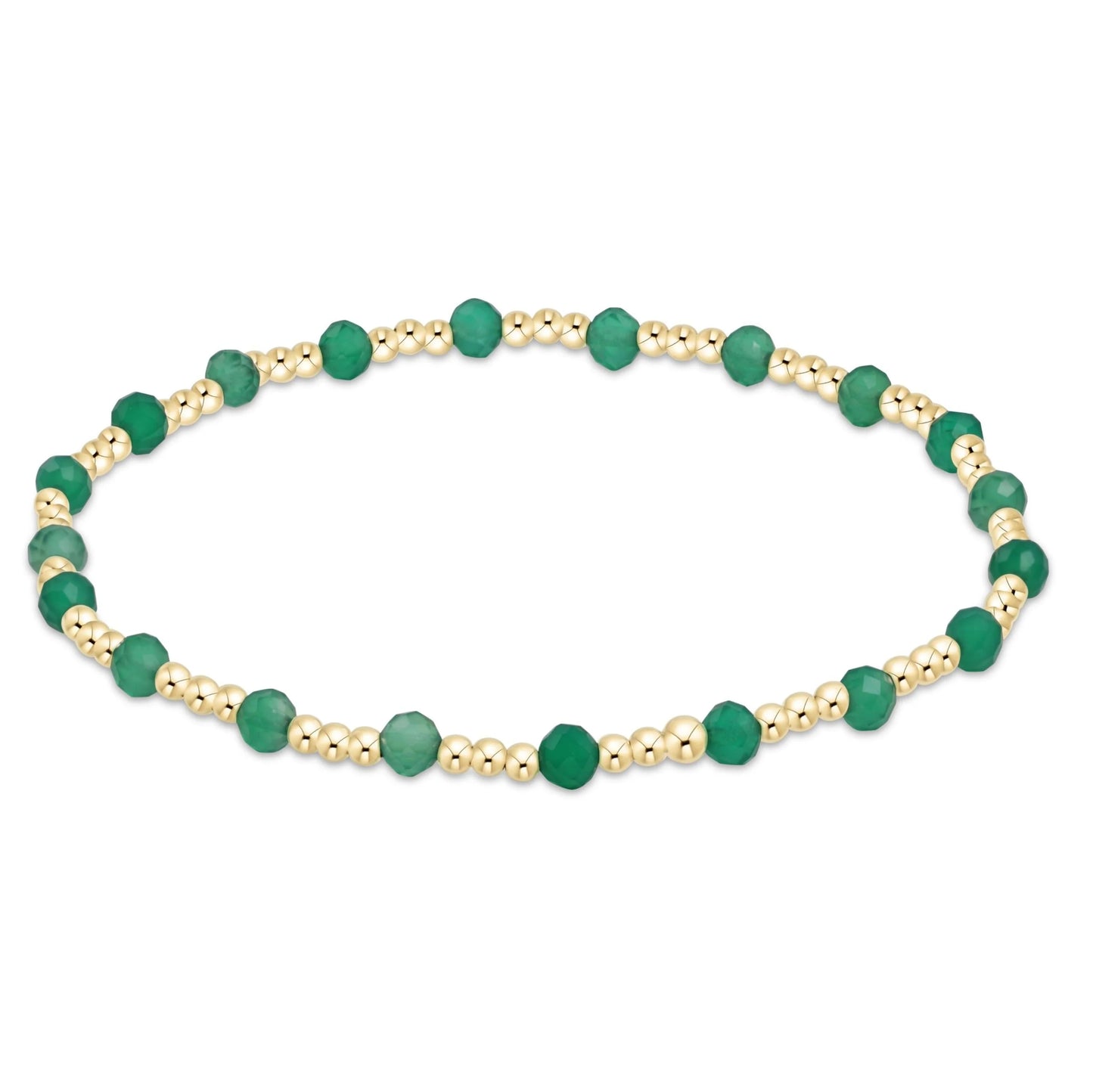 eNewton Gold Sincerity 3mm Bead Bracelet Green Onyx