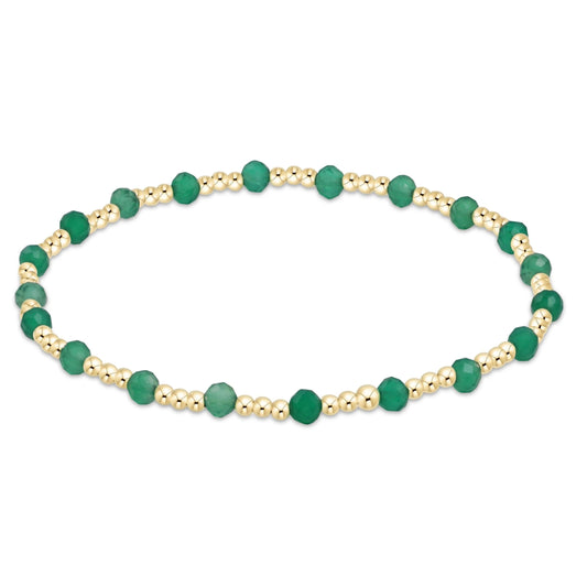 eNewton Gold Sincerity 3mm Bead Bracelet Green Onyx