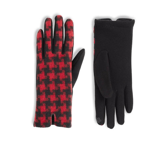 Coco + Carmen Red Houndstooth Touchscreen Gloves
