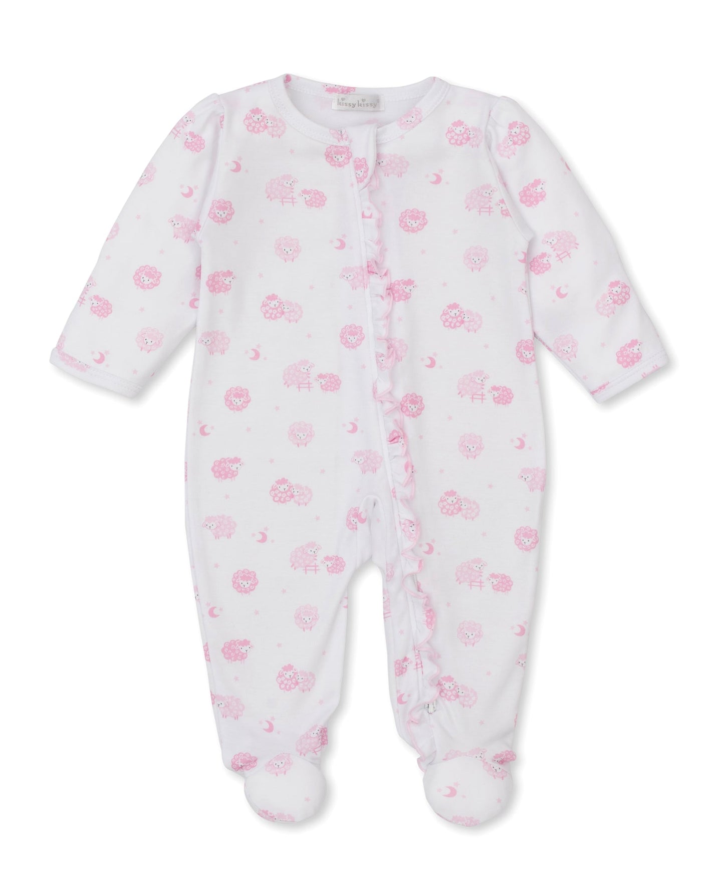 Kissy Kissy Baa Baa Baby Sheep Pink Zip Footie 3-6m