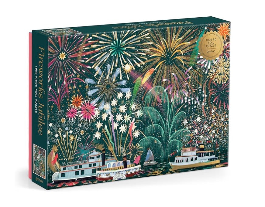 1000 piece puzzle box with fireworks and boats design