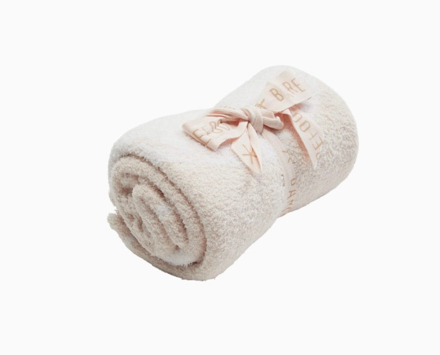 Barefoot Dreams CozyChic Pink-White Scalloped Receiving Blanket