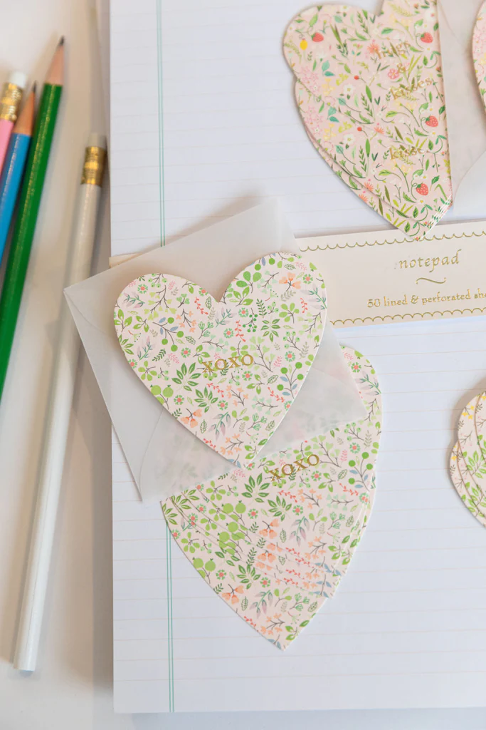 Karen Adams XO Floral Heart Gift Enclosure Box Set of 6