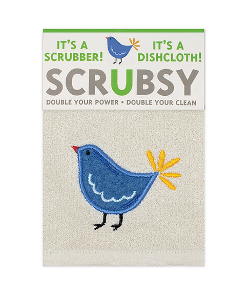 SCRUBSY Dishcloth and Scrubber Blue Bird