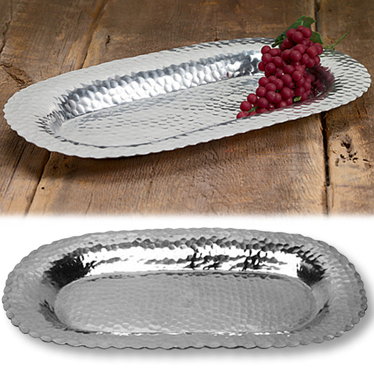 Hammered Oval Tray 16 Inch