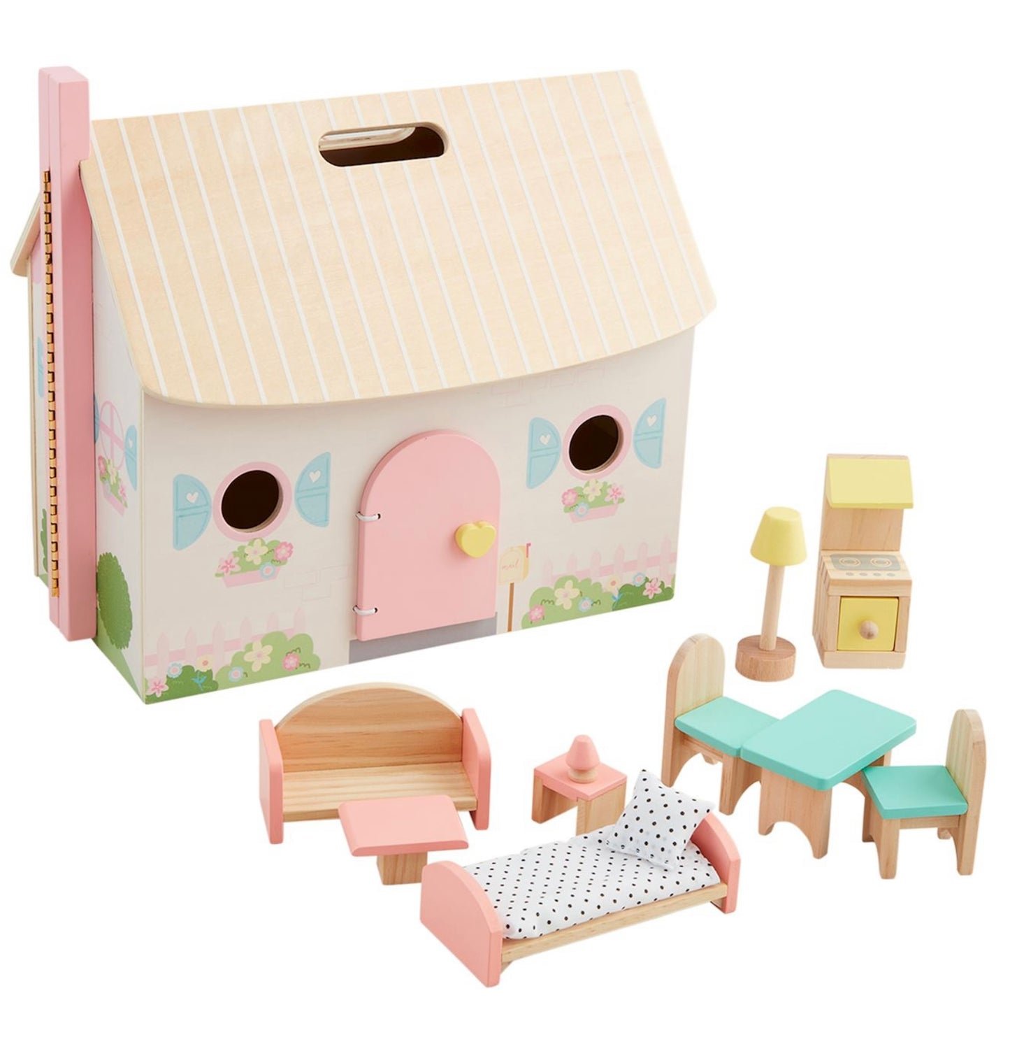 Wooden Doll House Set