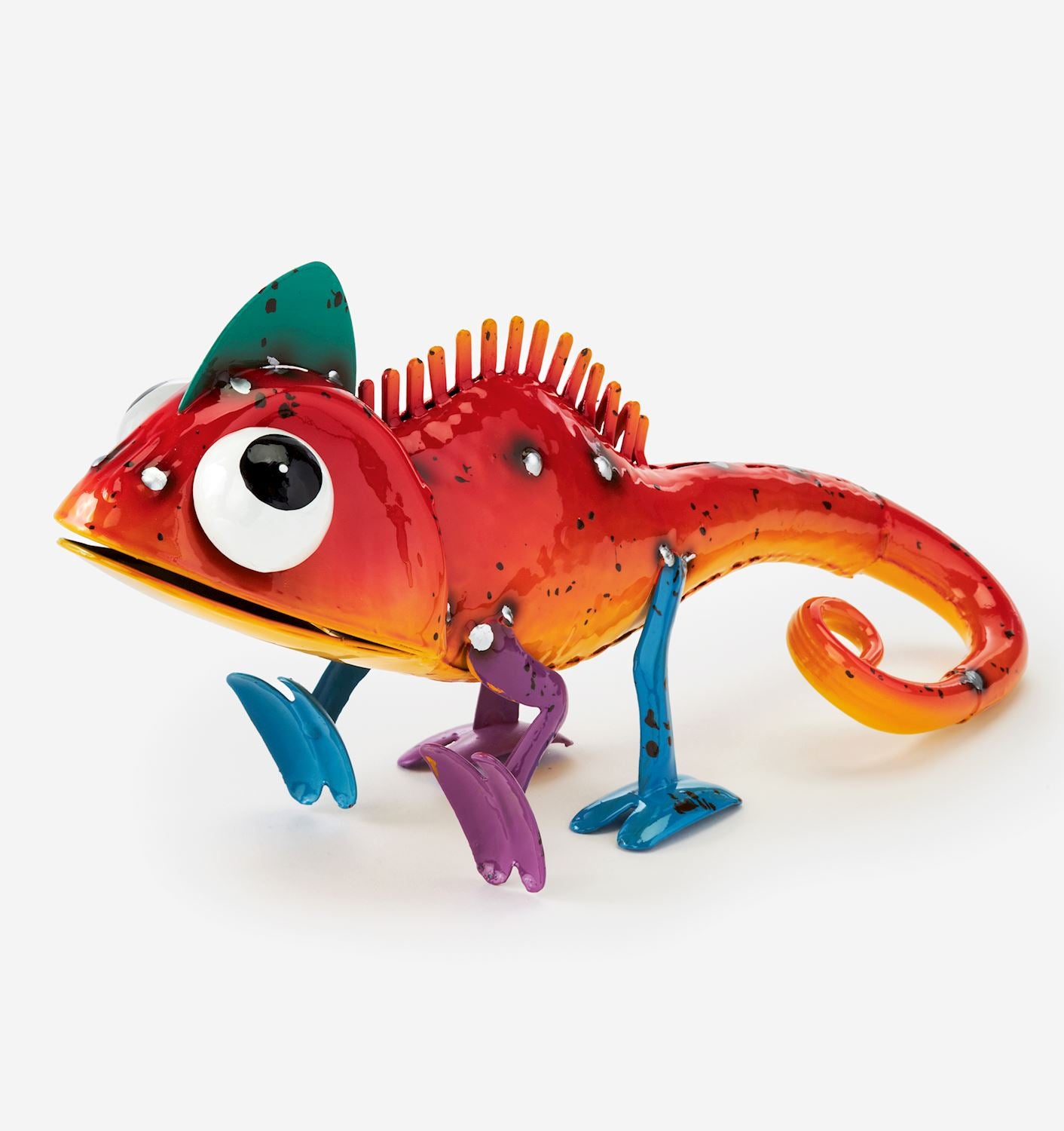Iron Orange Chameleon Figurine