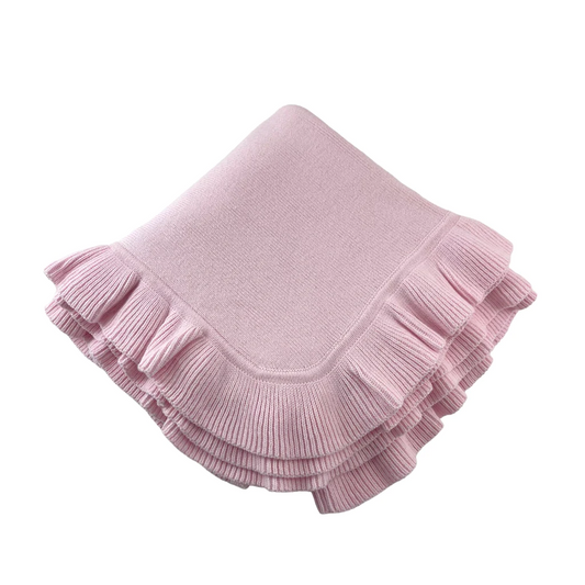 A Soft Idea Blanket Pink Knit Ruffle Edge