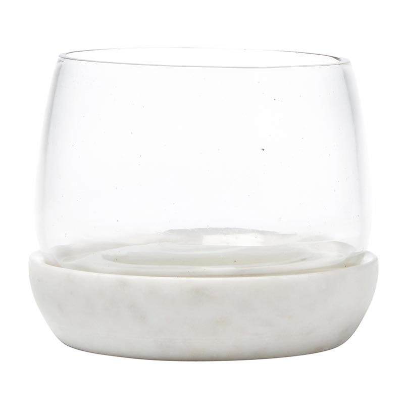 White Marble and Glass Small Bowl