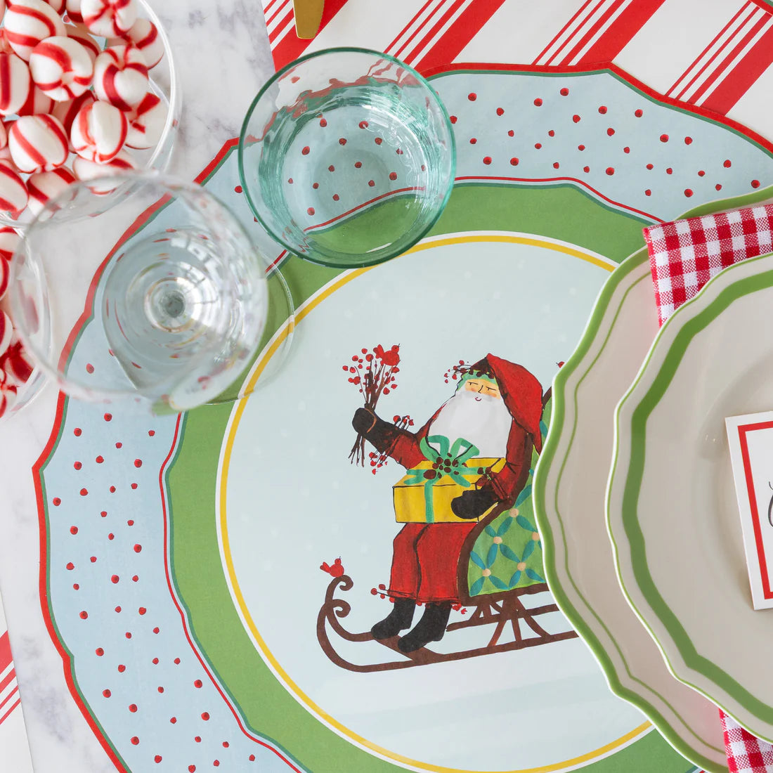 Hester & Cook Die Cut Old St. Nick Sleigh Placemats