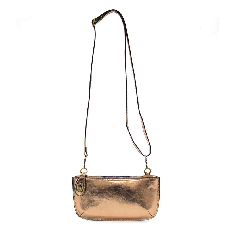 Joy Susan Liquid Metal Mini Crossbody Wristlet Clutch Rose Gold