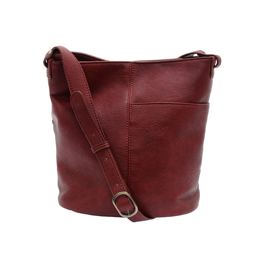 Joy Susan Bindi Front Slip Pocket Bucket Crossbody Ruby