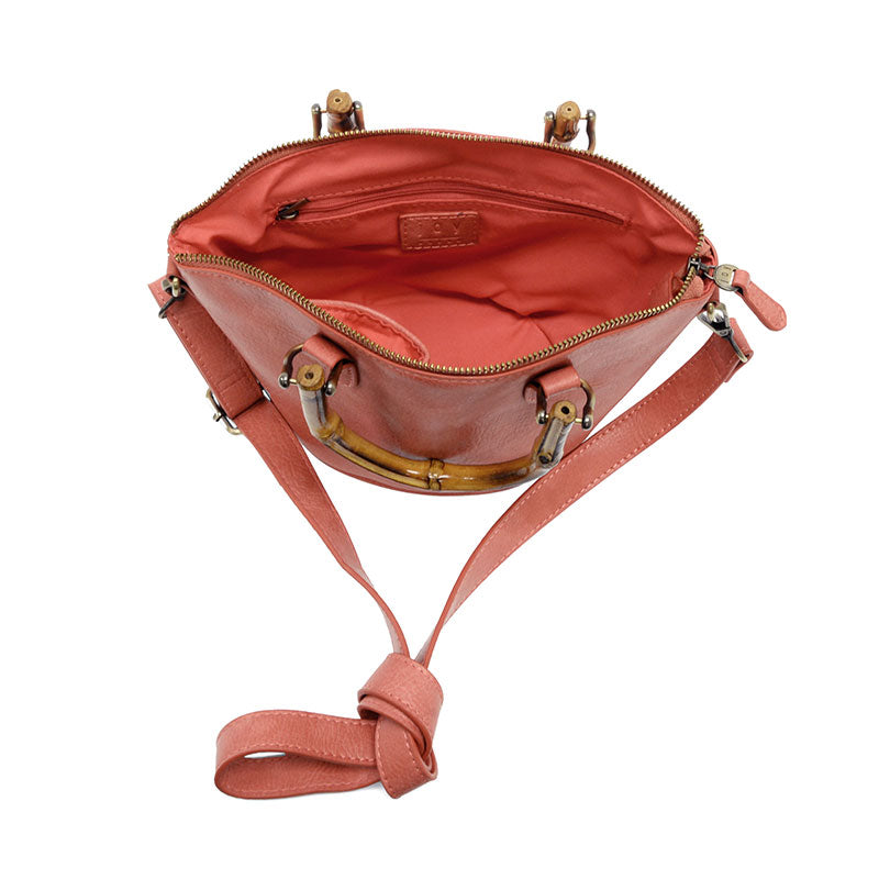 Joy Susan Millie Bamboo Handle Basket Crossbody Coral