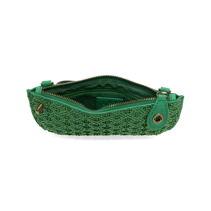 Joy Susan Lattice Woven Crossbody Wristlet Clutch Green
