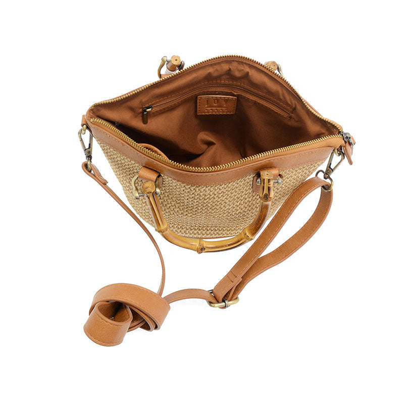 Joy Susan Millie Bamboo Handle Basket Crossbody Natural Straw