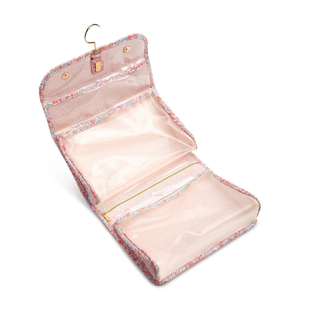 TRVL Hanging Toiletry Case Marseille with Pink Pinstripes