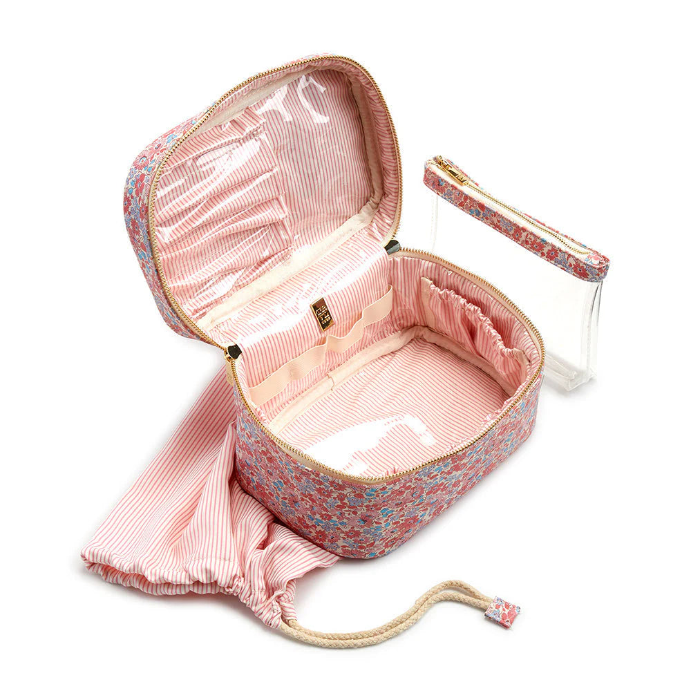 TRVL Train Case Marseille with Pink Pinstripe