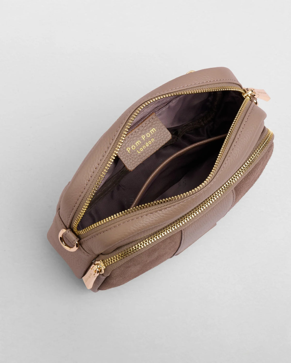 Pom Pom London Mocha City Suede Crossbody Bag