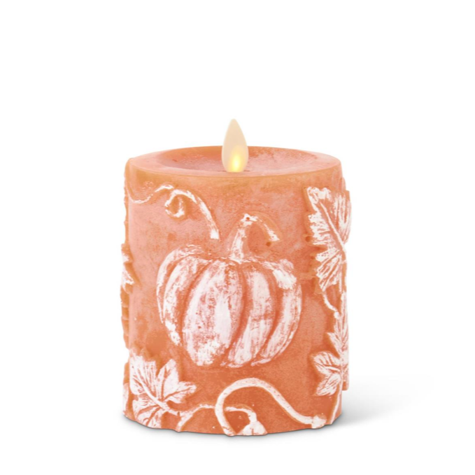Luminara Orange Pumpkin Flameless Candle 3" x 4.5"