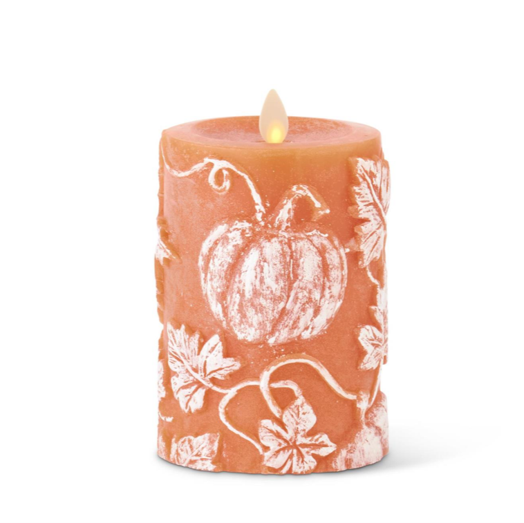 Luminara Orange Pumpkin Flameless Candle 3" x 5.5"