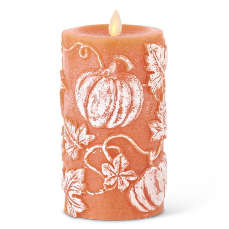 Luminara Orange Pumpkin Flameless Candle 3" x 6.5"