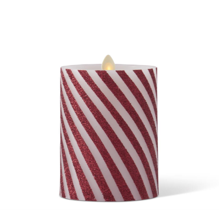 Luminara Candy Stripe Flameless Candle 3"x 4.5"