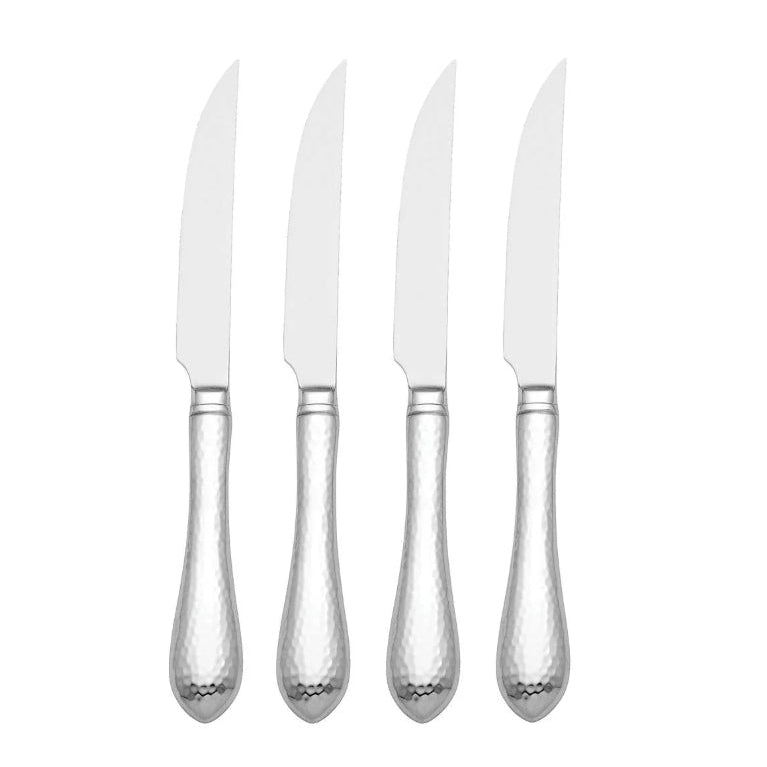 Reed & Barton Hammered Antique Steak Knife Set/4