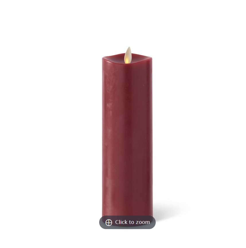 Luminara Burgundy Slim Flameless Candle 2” x 8”