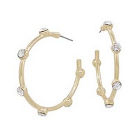 Meghan Browne Travis Gold Clear Stone Hoop Earrings