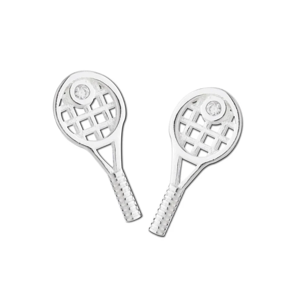 Silver Tennis Racquet Earrings