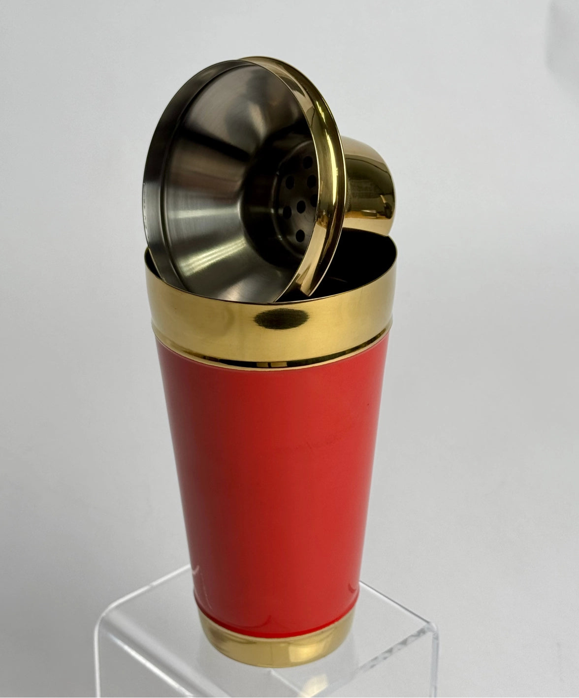 Red Hand Painted Cocktail Shaker