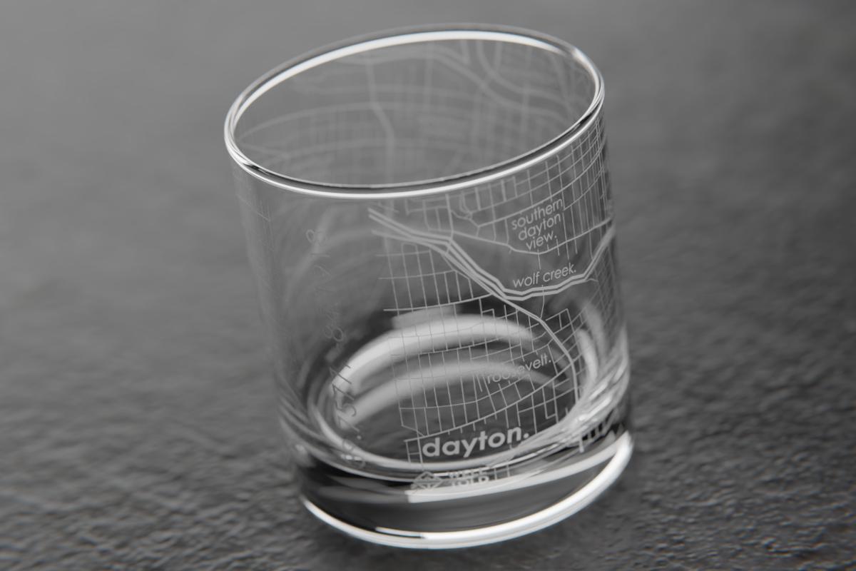 Dayton Home Town Maps Rocks Glass