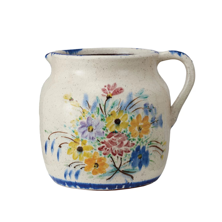 Decorative Terracotta Flower Pitcher