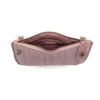 Joy Susan Straw Mini Crossbody Wristlet Clutch Pink