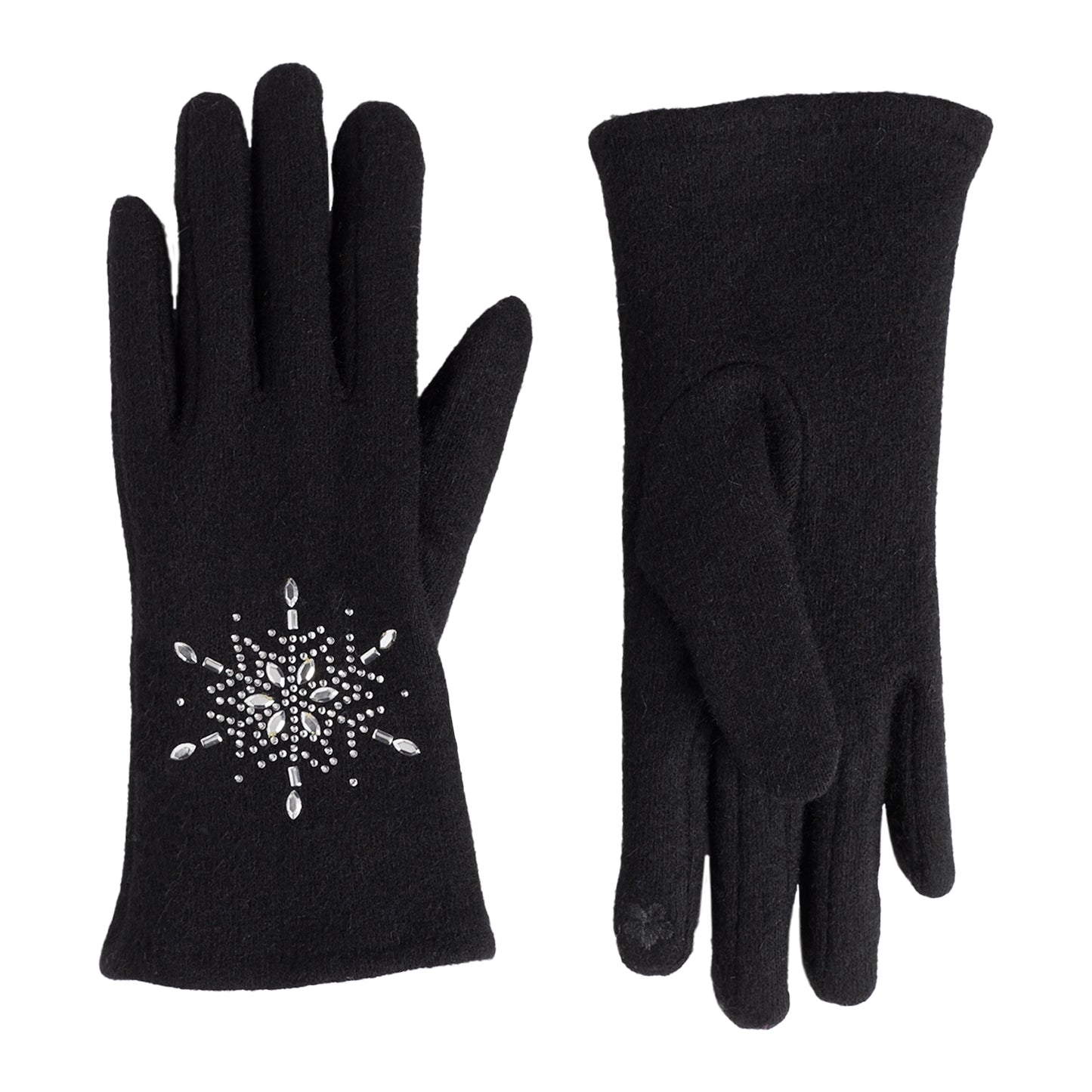 Black Christmas Snowflake Touchscreen Gloves