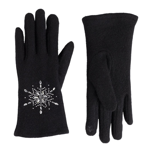 Black Christmas Snowflake Touchscreen Gloves